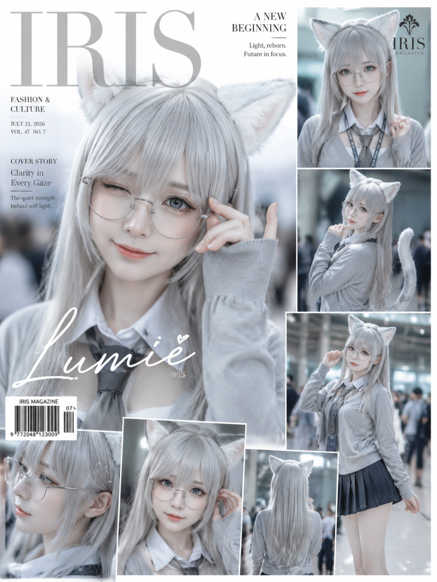 多宫格杂志写真，眼镜猫娘cosplay