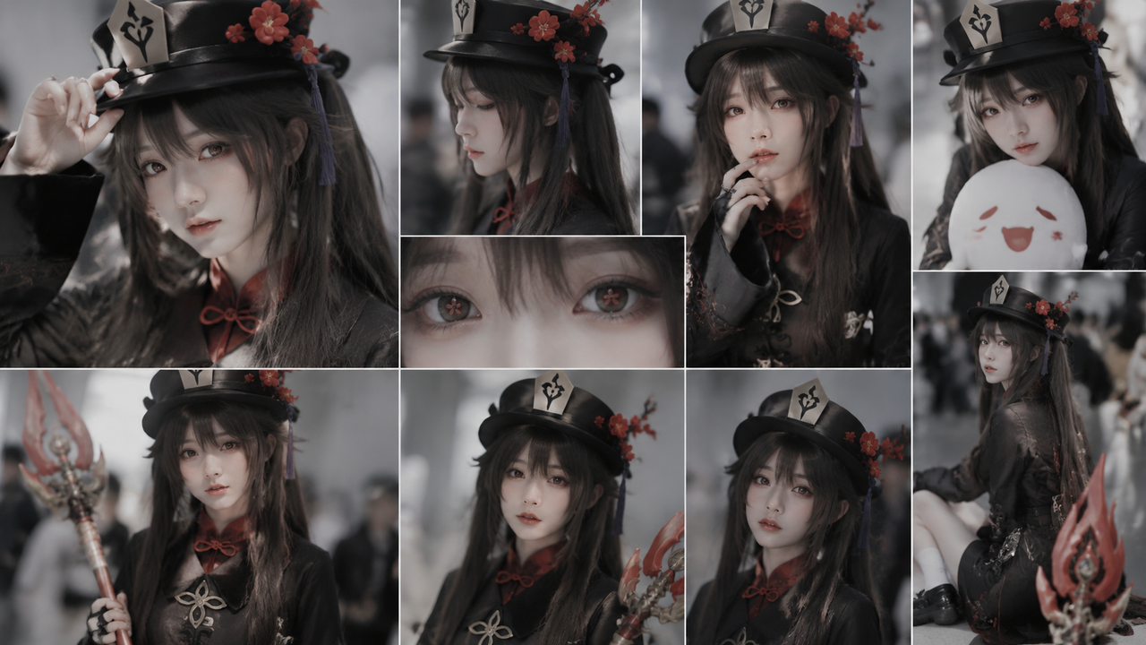 多宫格漫展写真 原神胡桃cosplay